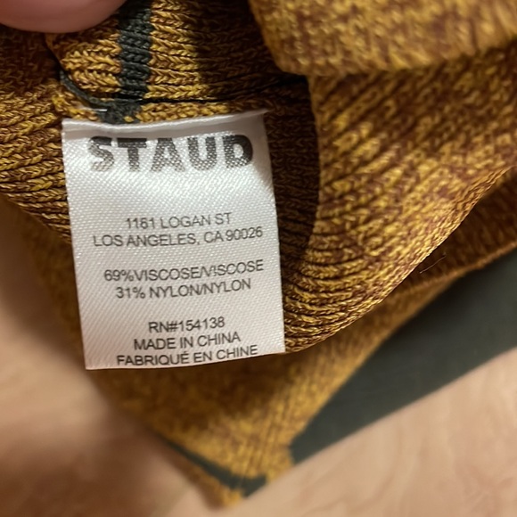 STAUD Clara Stripe Cutout Ribbed Long Sleeve Sweater Dress, sz S - Picture 10 of 15